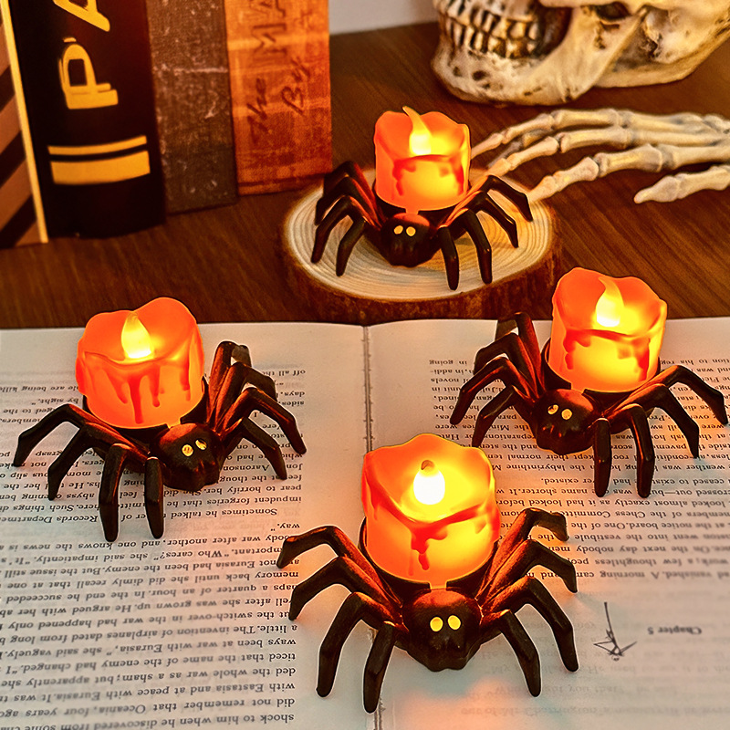 Halloween Pumpkin Decor Led - 1/2개 LED 캔들 램프 플라스틱 거미