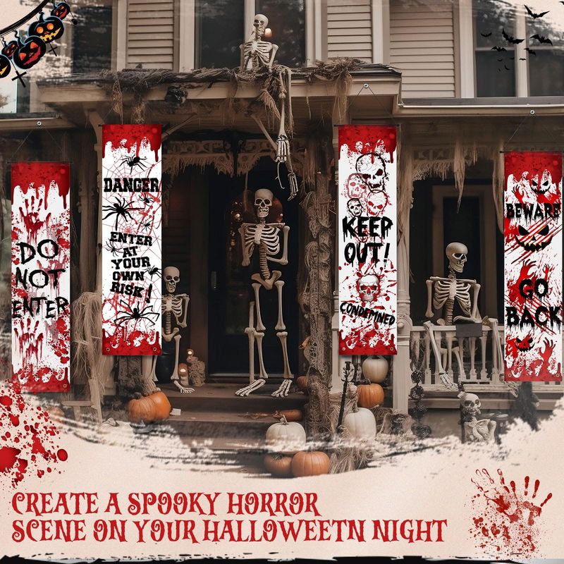 Halloween Skeleton Decoration - VIKAMA 할로윈 현관문 커버 호러 피