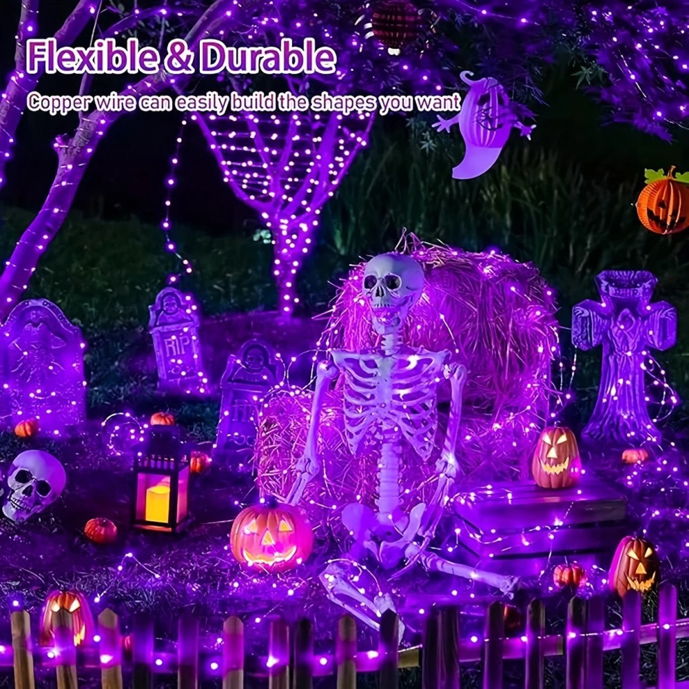 Halloween Led String Lights Orange - 1PC 12M100LED 할로윈 태양열 스트링 조명,