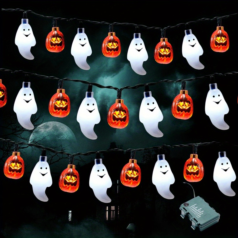 Halloween Led String Lights Orange - 19.7피트 30개 LED 배터리 작동식 유령