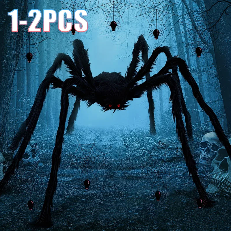 Spider Web Halloween Decoration - 할로윈 분위기를 연출하는 인형 거미 장식