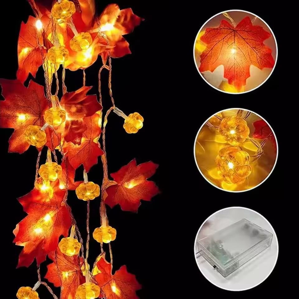 59in/118in 할로윈 호박 단풍잎 스트링 조명 1 - Halloween Led String Lights Orange 리뷰 및 가격