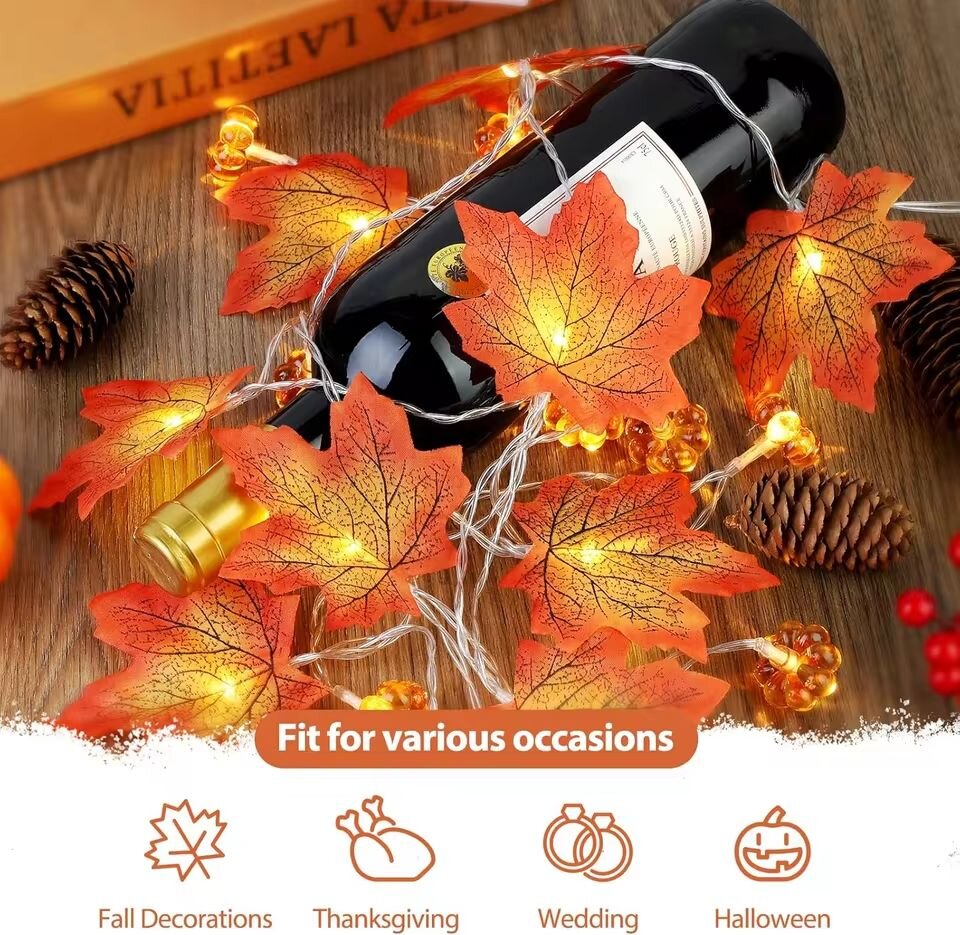 59in/118in 할로윈 호박 단풍잎 스트링 조명 1 - Halloween Led String Lights Orange 리뷰 및 가격