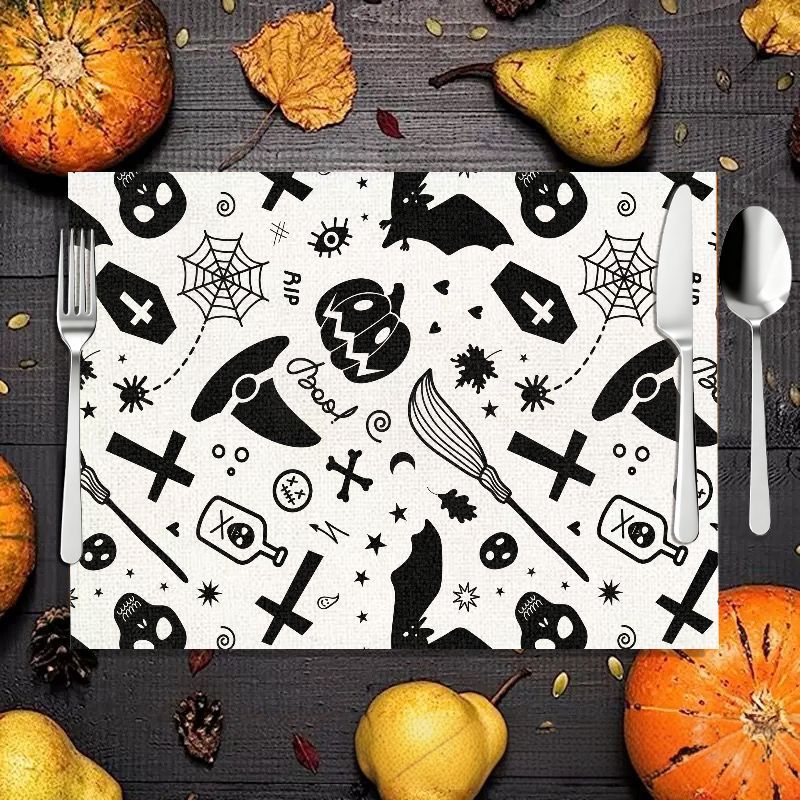 VIKAMA 2/4/6PCS 할로윈 식사 매트 해골 호 - Spider Web Halloween Decoration 리뷰 및 가격