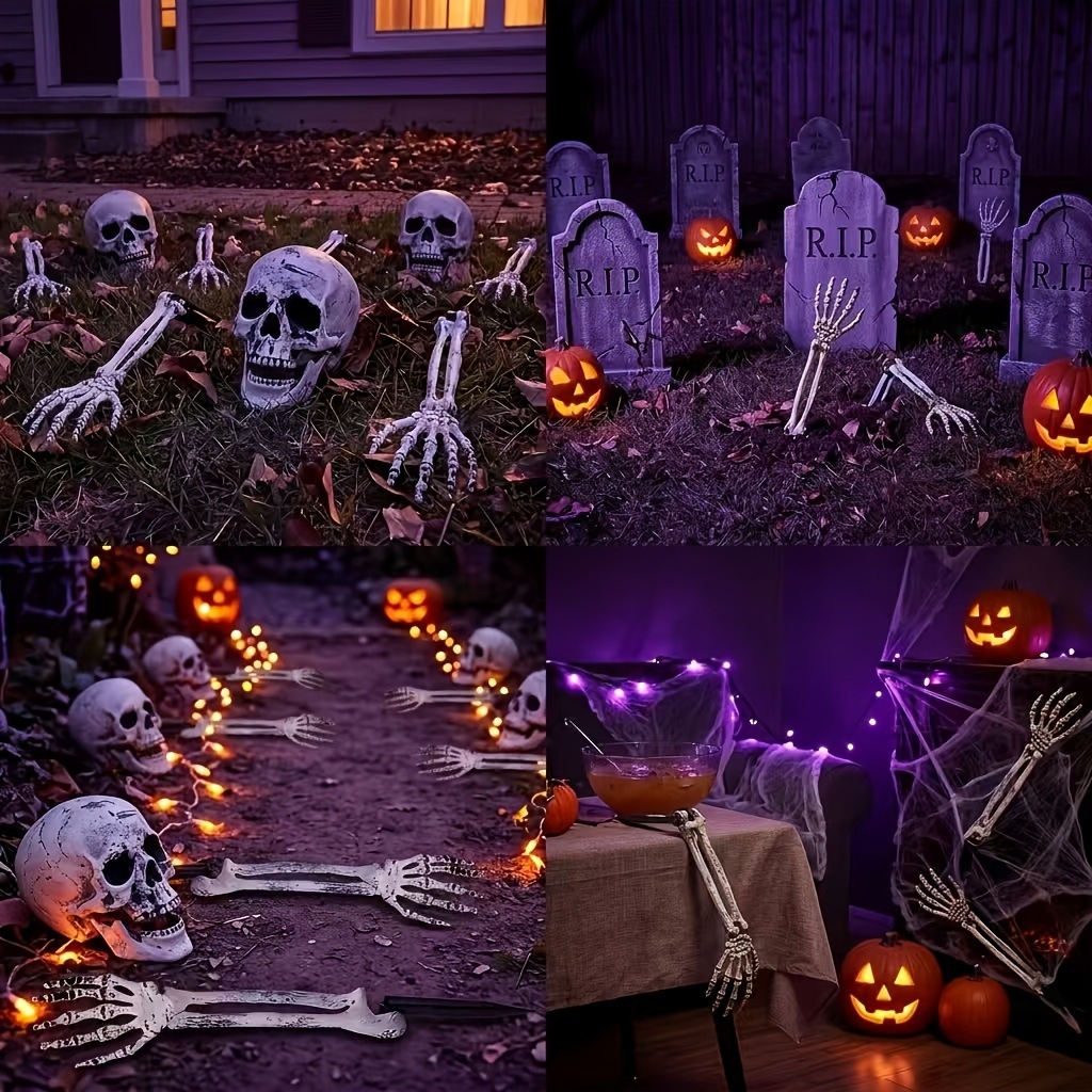 할로윈 정원 장식 세트 3개: 해골 머리 모양과 해골  - Halloween Skeleton Decoration 리뷰 및 가격