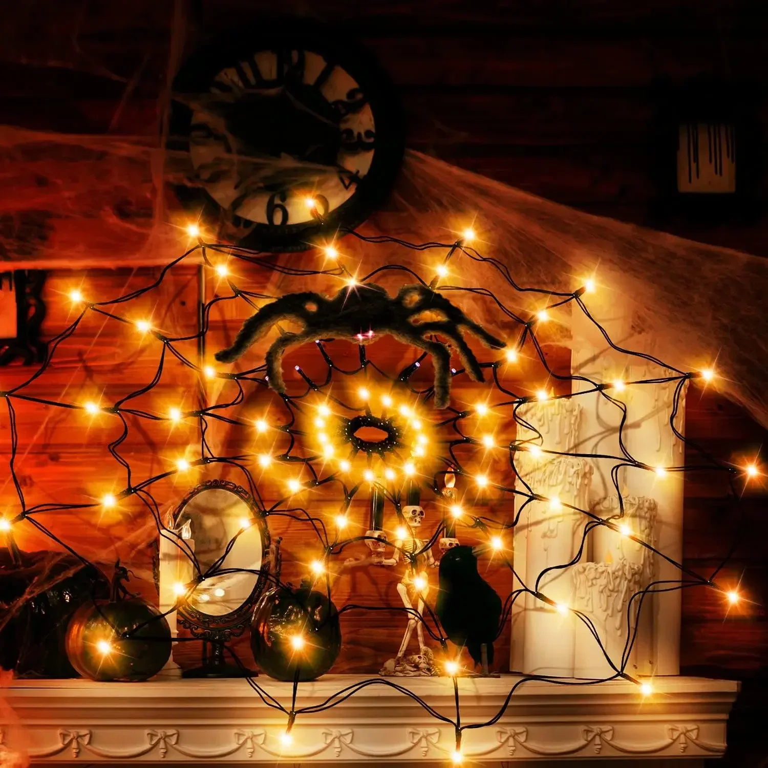 1~4개 세트 할로윈 거미줄 모양 LED 스트링 조명, - Halloween Led String Lights Orange 리뷰 및 가격
