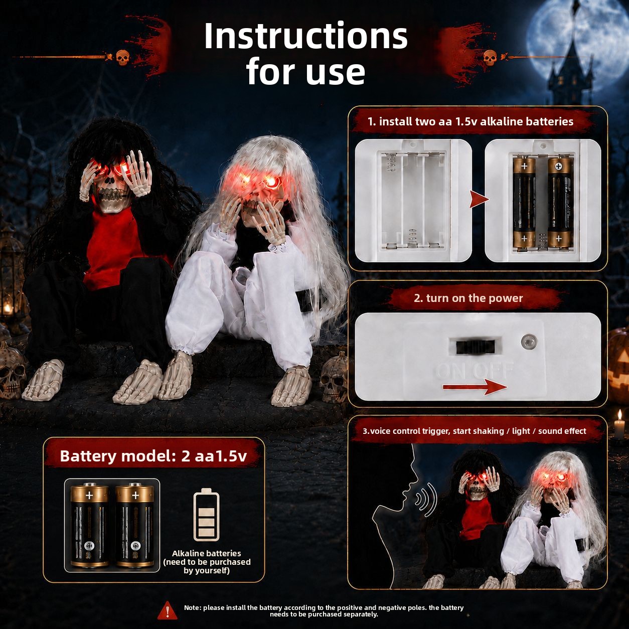 할로윈 야외 정원 장식용 해골 인형, 빨간 눈이 빛나는 - Halloween Skeleton Decoration 리뷰 및 가격
