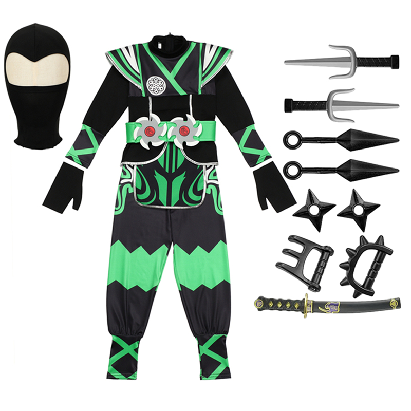 어린이를위한 녹색 닌자 의상 9PC 장난감 세트 할로윈 - Halloween Costume Kids 리뷰 및 가격
