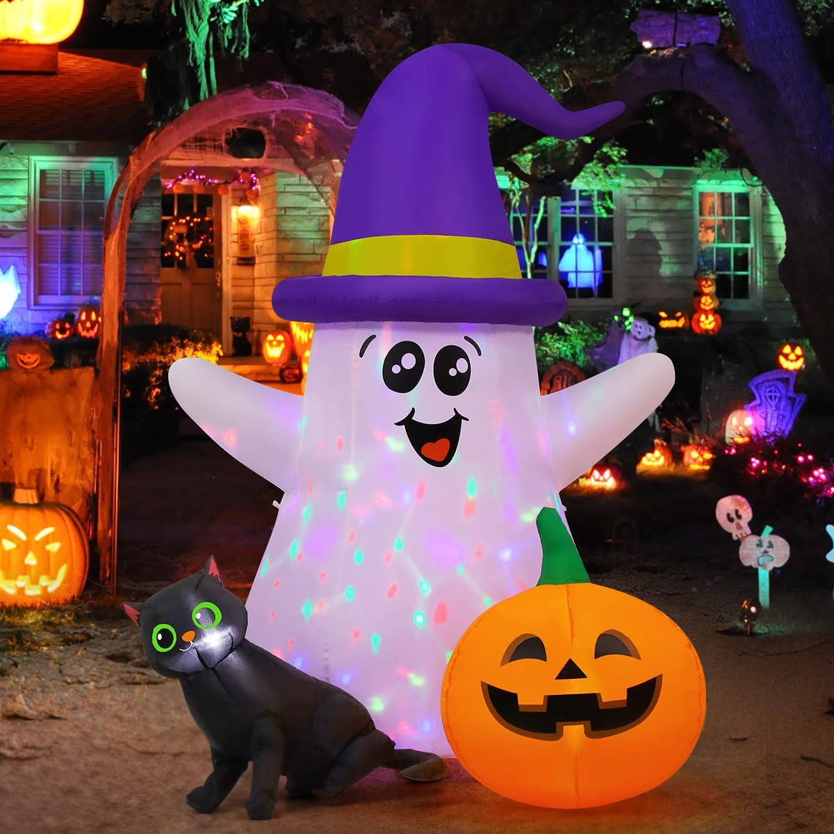 5피트 할로윈 에어바운스 유령 야외 장식, 귀여운 마법 - Halloween Pumpkin Decor Led 리뷰 및 가격