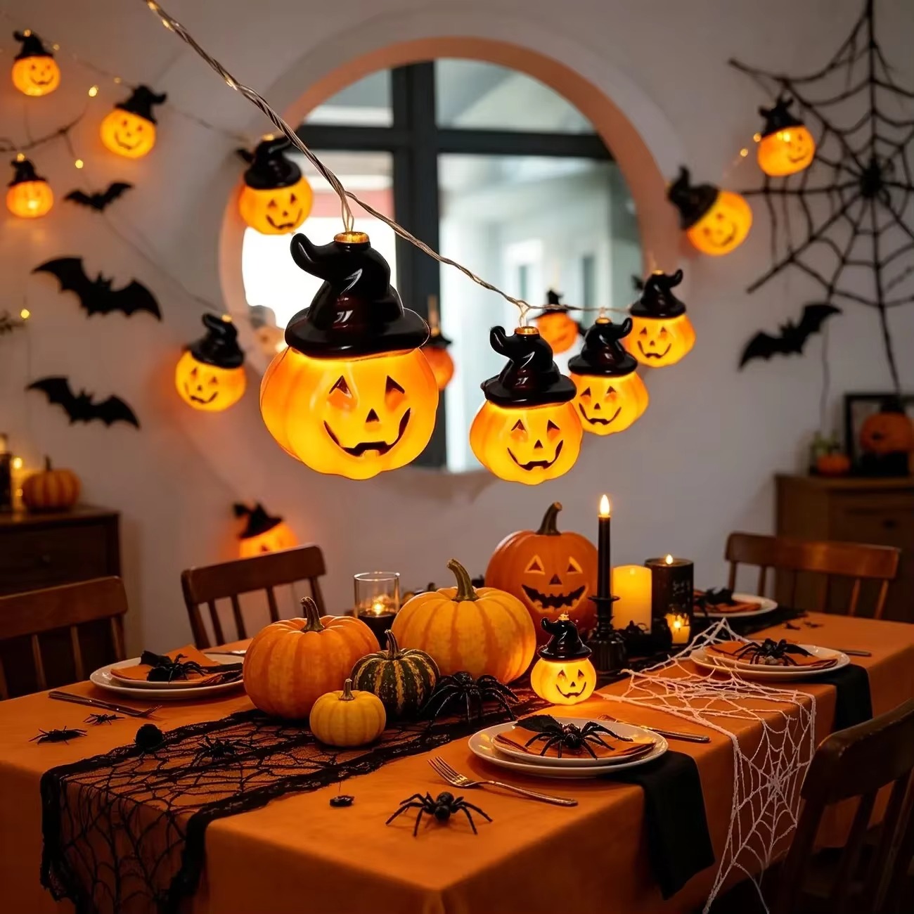 마녀 모자 모양 호박 장식 전구, 할로윈용, 건전지 작 - Halloween Led String Lights Orange 리뷰 및 가격