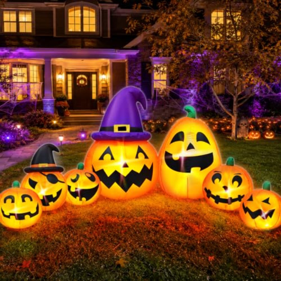 실외용 할로윈 장식용 풍선 호박, 높이 12피트, 주황 - Halloween Pumpkin Decor Led 리뷰 및 가격