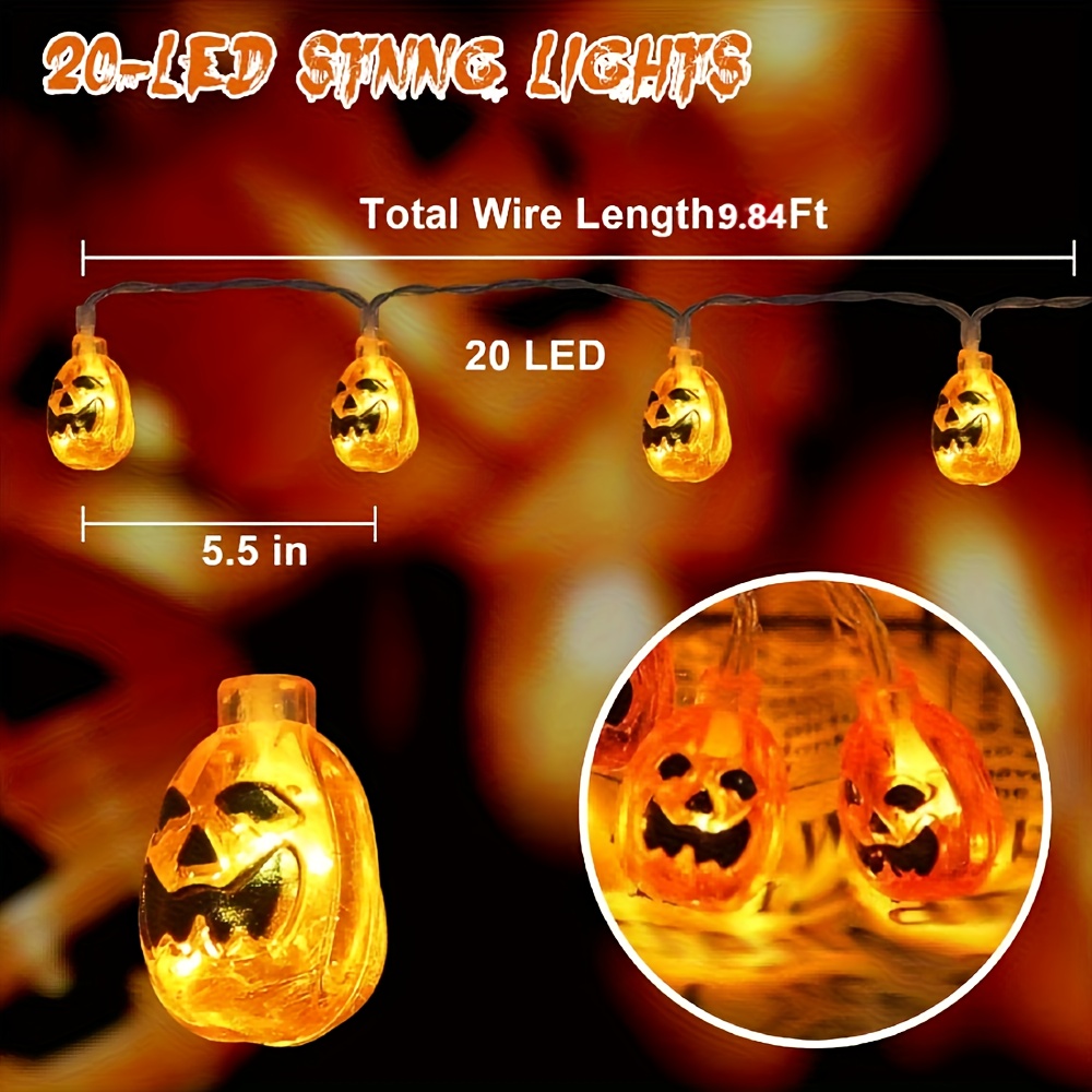 59/118in 10/20LED 스마일링 펌킨 스트링  - Halloween Led String Lights Orange 리뷰 및 가격