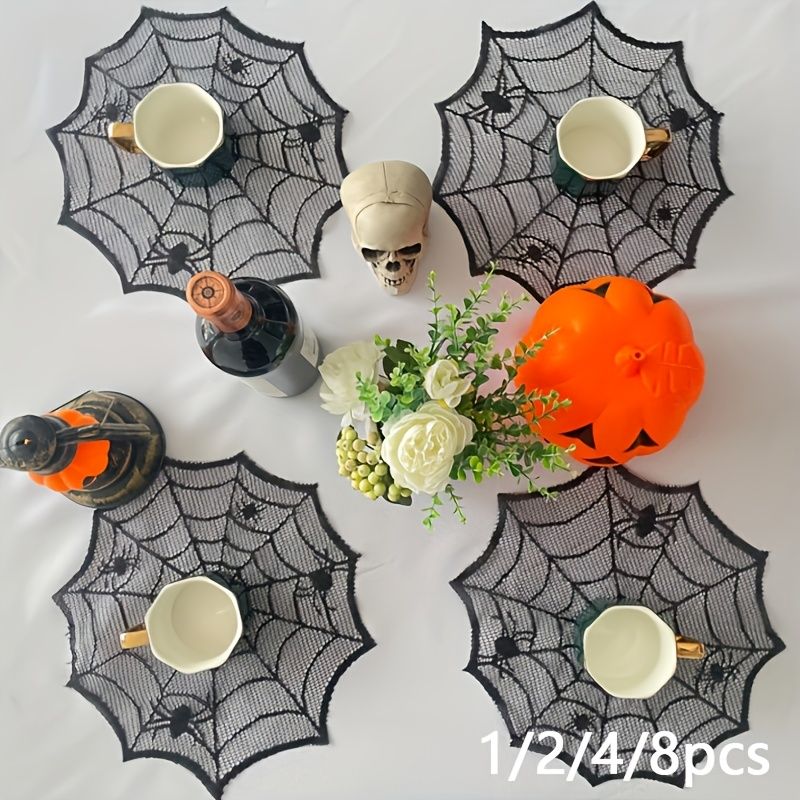 VIKAMA 할로윈 블랙 레이스 거미줄 식사 매트 거미 - Spider Web Halloween Decoration 리뷰 및 가격