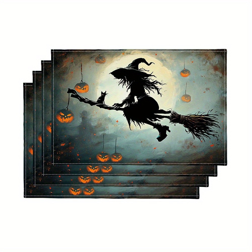 무서운 할로윈 마녀와 호박 모양 플레이스매트 4개 세트 - Pumpkin Lantern Halloween 리뷰 및 가격