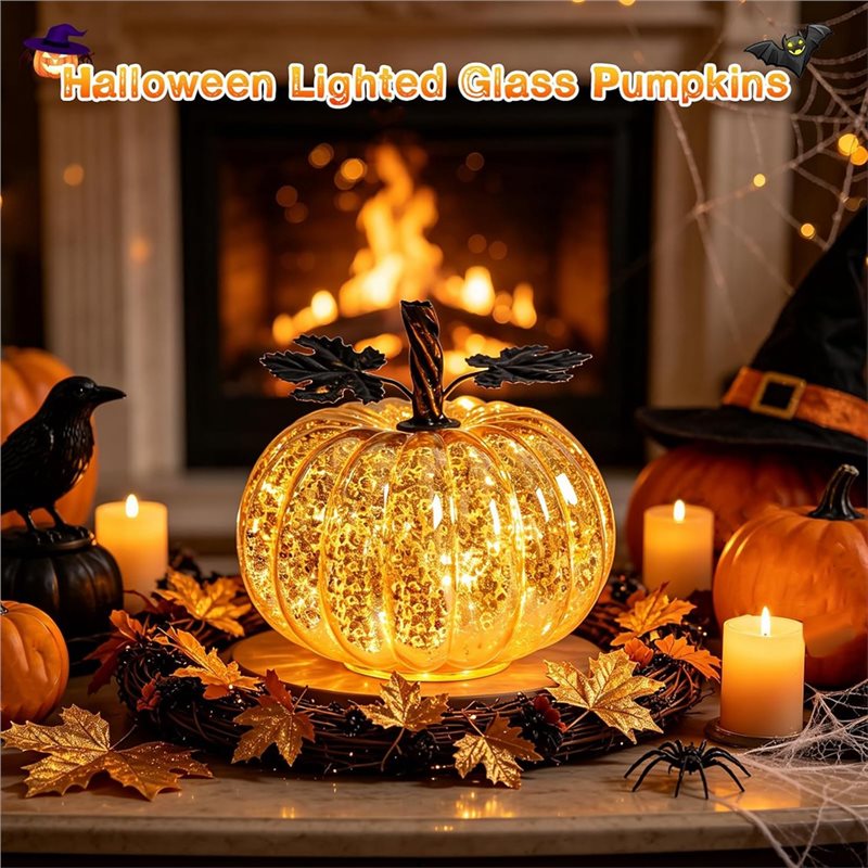 AAAN-유리 호박 조명, 배터리 작동 LED 호박 램 - Halloween Pumpkin Decor Led 리뷰 및 가격