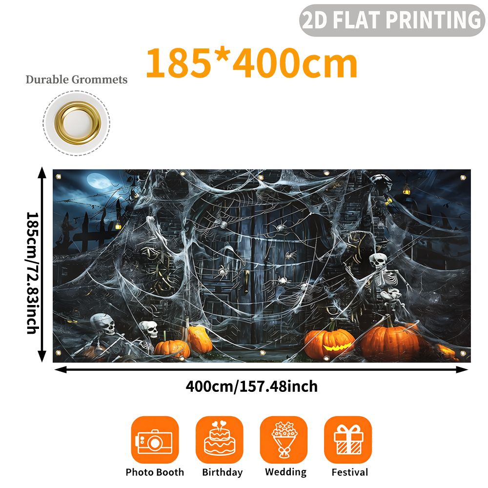 2D 평면 할로윈 파티 차고 배너 1개, 할로윈 해골, - Spider Web Halloween Decoration 리뷰 및 가격