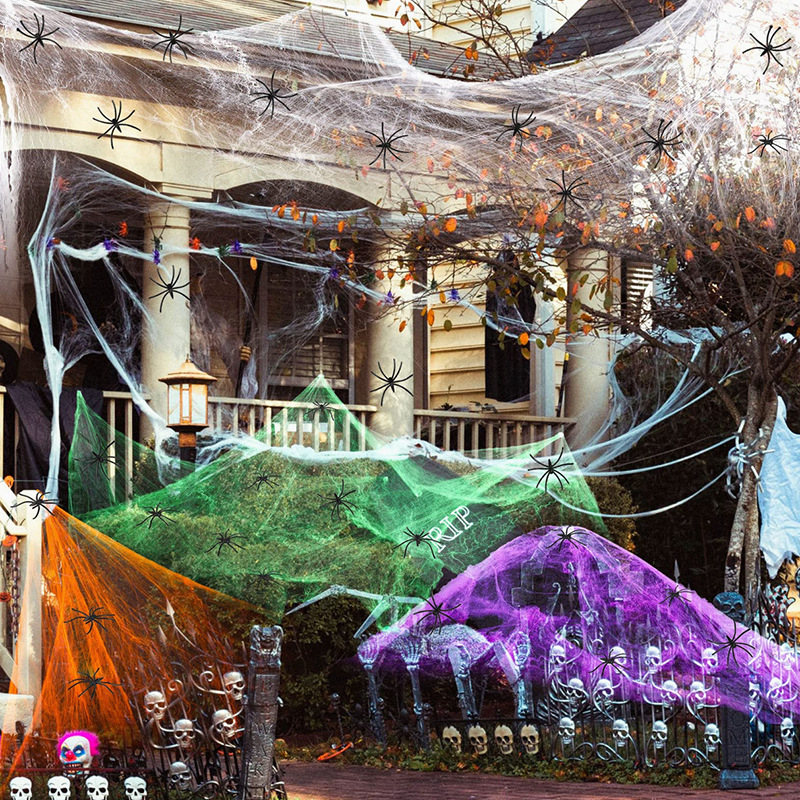 할로윈 장식용 흰색 거미줄, 인공 거미줄, 신축성 있는 - Spider Web Halloween Decoration 리뷰 및 가격