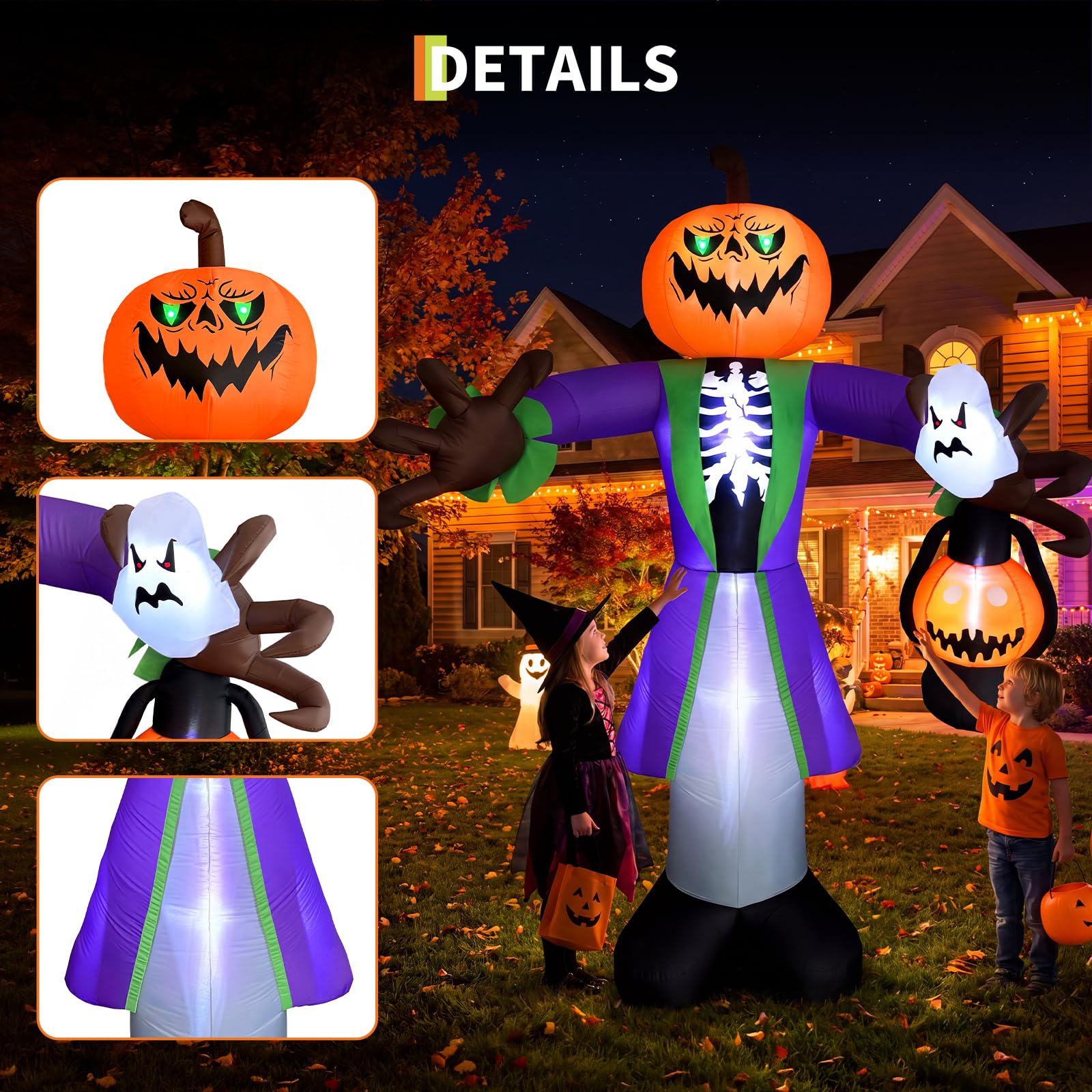 LED 랜턴이 장착된 8피트 크기의 조명 장식 할로윈용 - Pumpkin Lantern Halloween 리뷰 및 가격